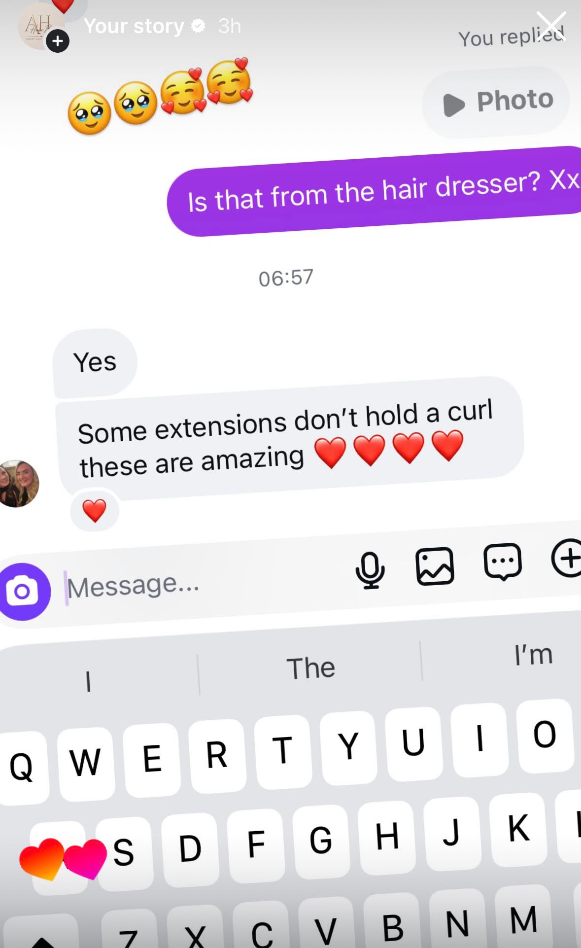 Customer review saying the hair extensions are amazing and hold a curl beautifully